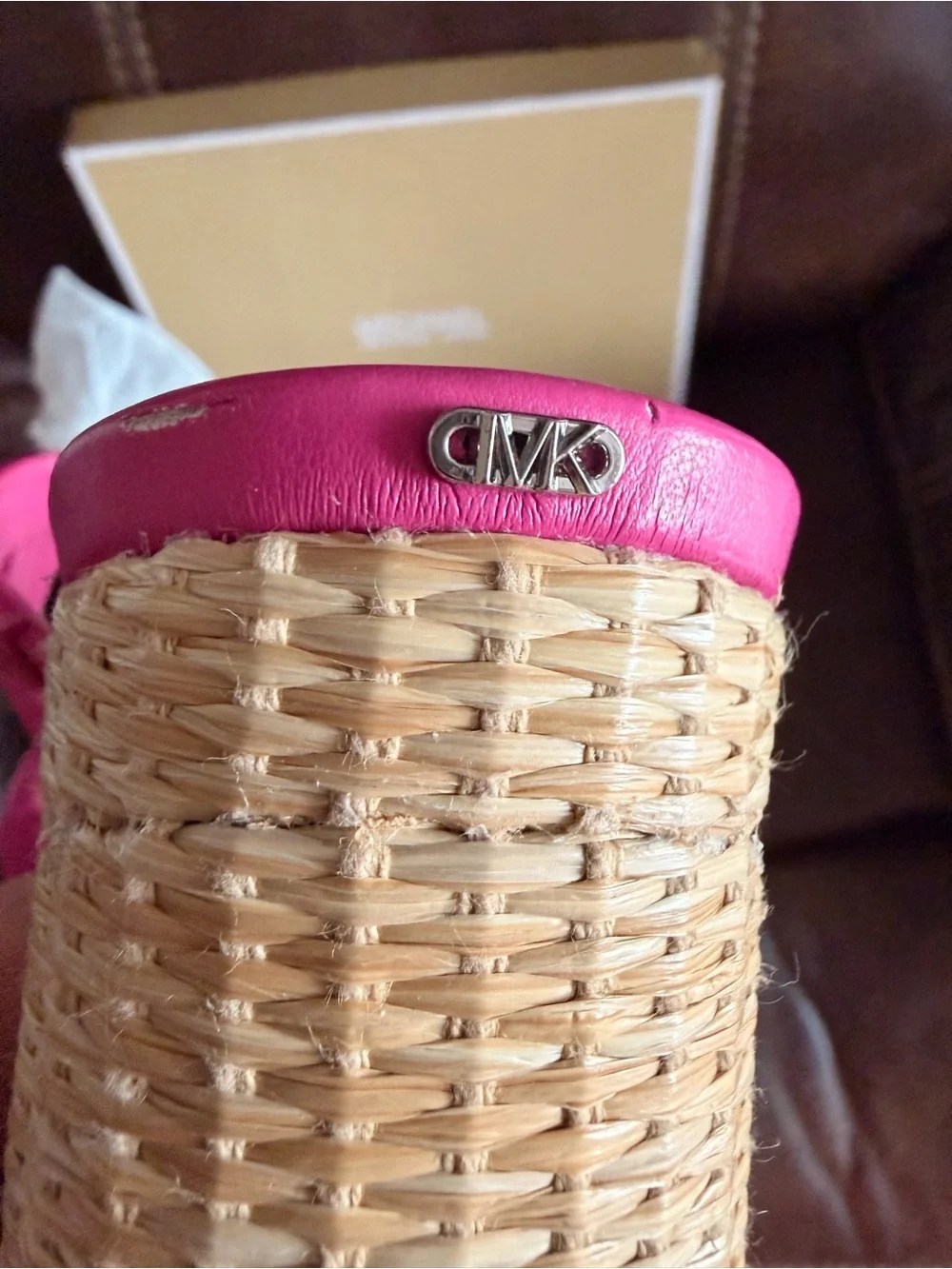 •MICHAEL KORS• “Corinne” Platform Leather Espadrille Sandals - Cerise (Pink)